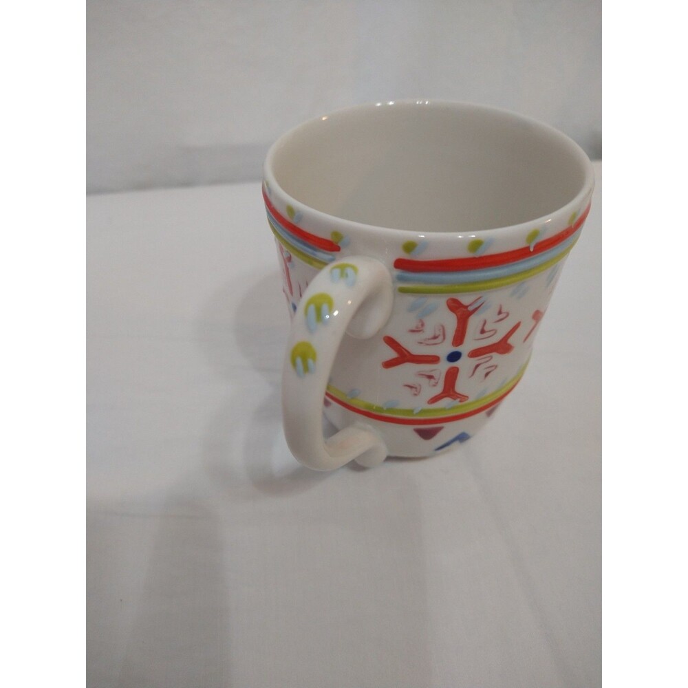 Anthropologie Mug Geometric NORDIC Snowflake Textured Stoneware Winter Orkney - Picture 4 of 6